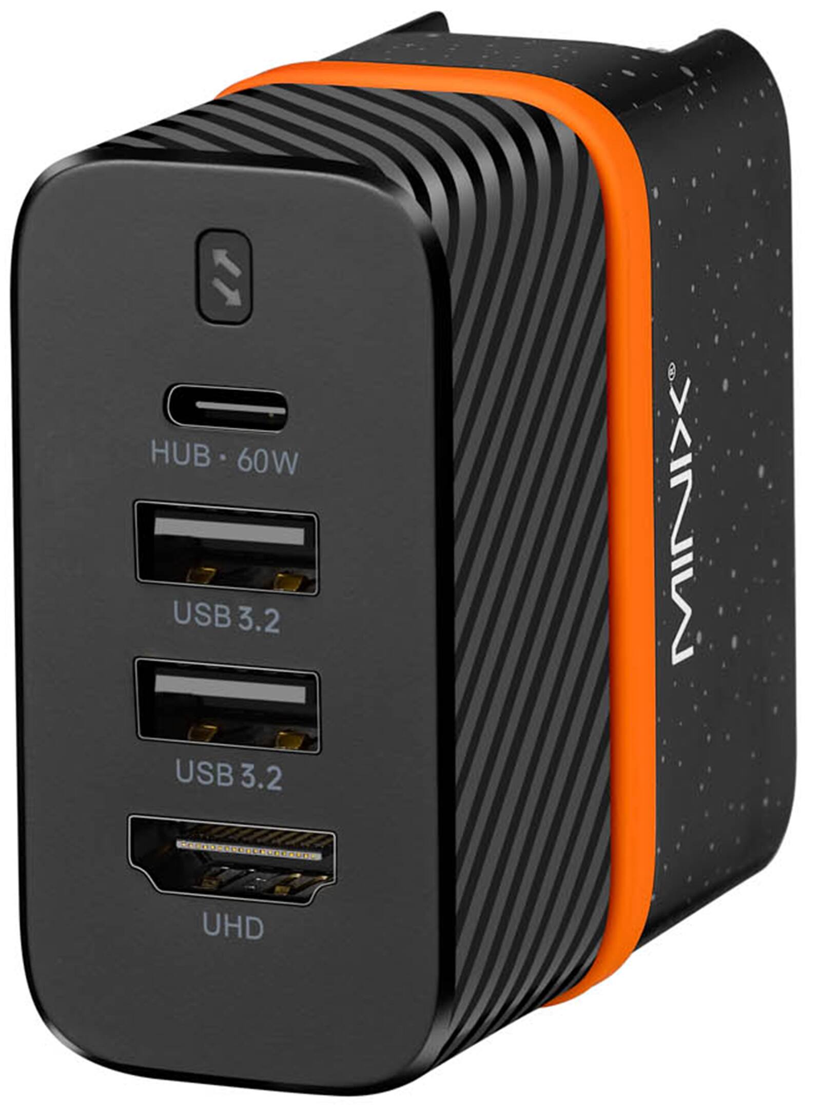The text on the image reads "USB 3.2 Mini Hub 60W UHD."