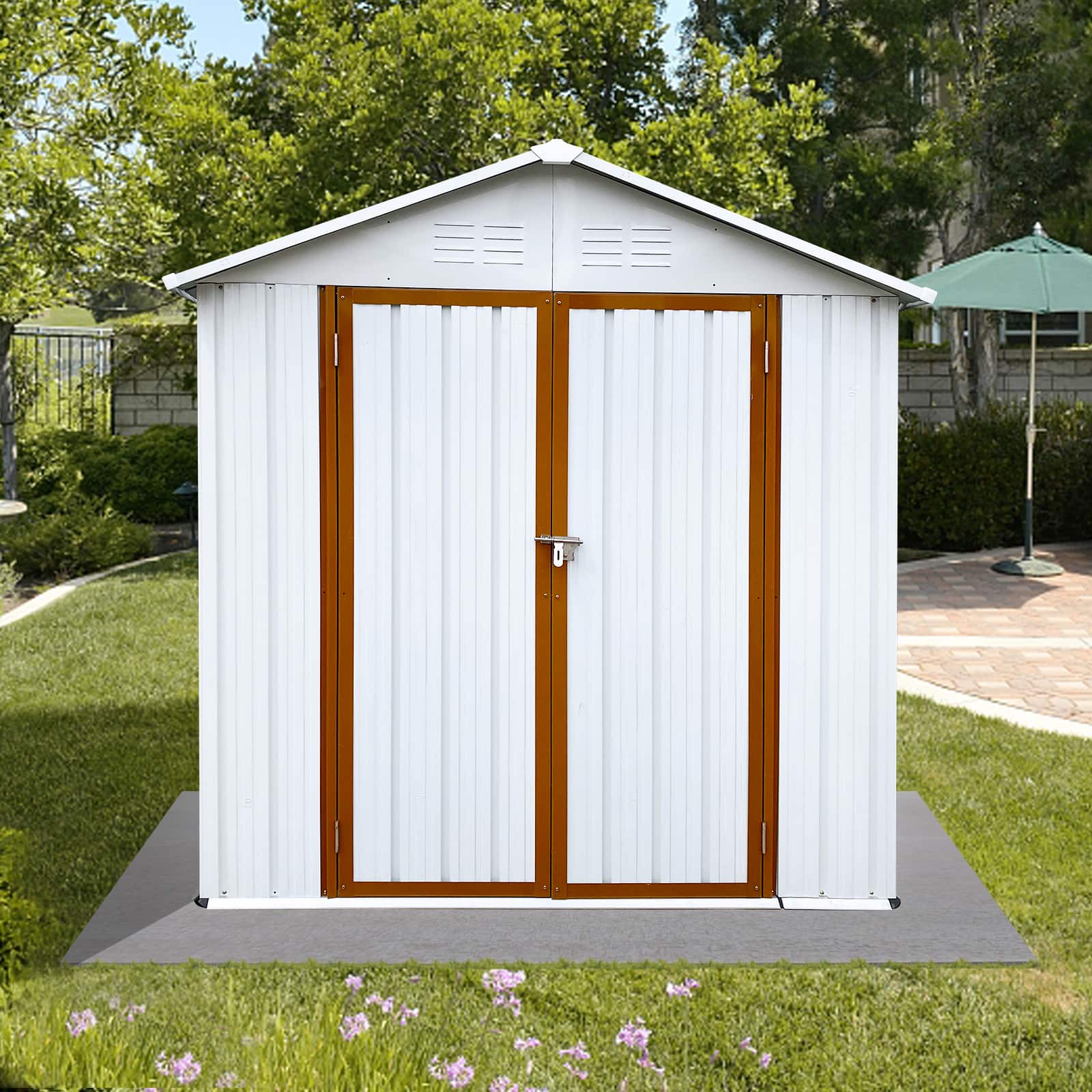 Mondawe - 6x4 Ft Outdoor Storage Sheds with Lockable Door - White