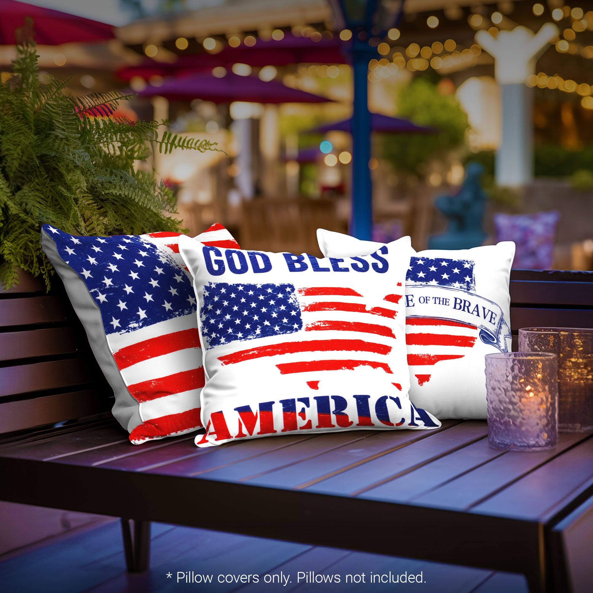 GOD BLESS THE BRAVE AMERICA * Pillow covers only. Pillows not included.