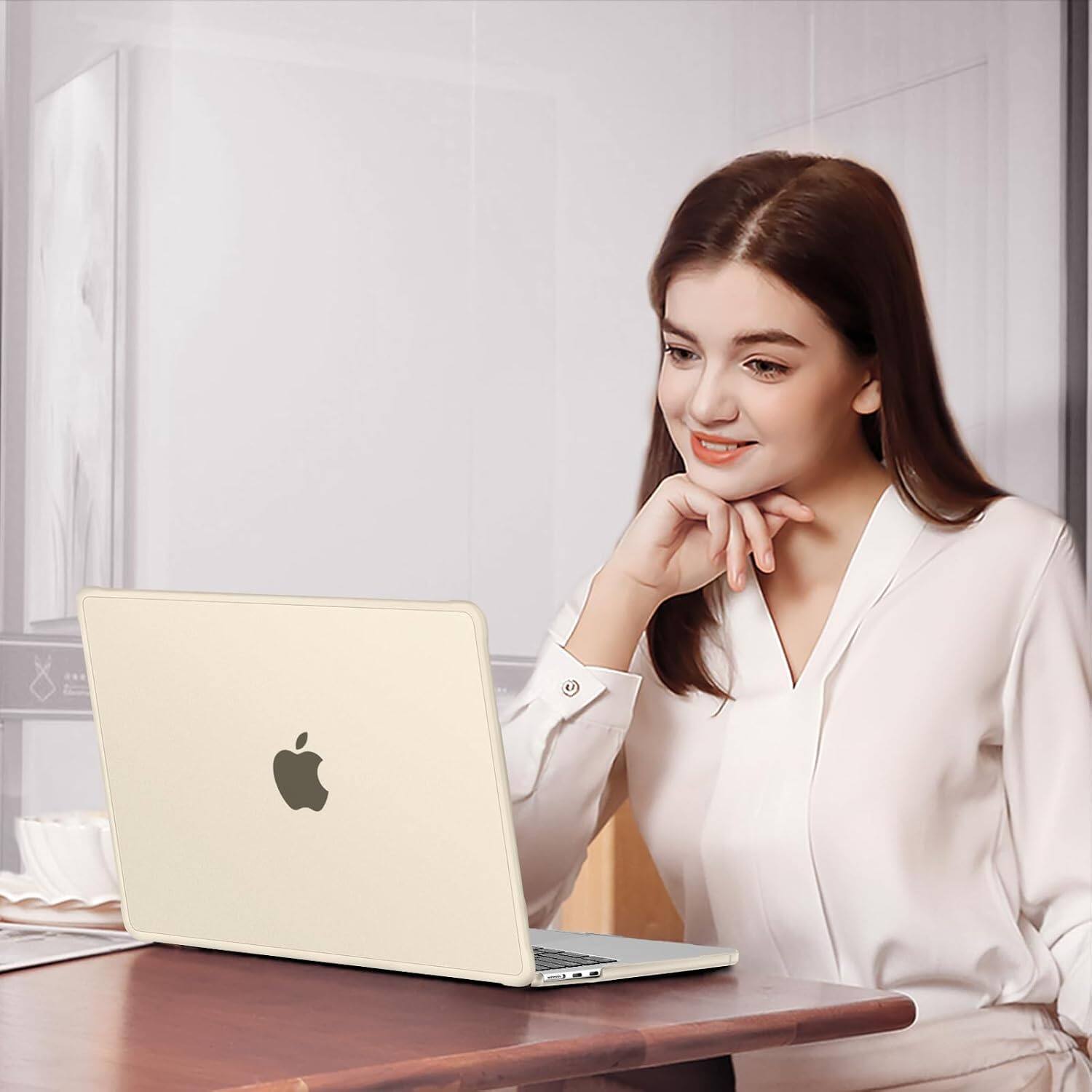Alt View 4. mosiso - Case for MacBook Air 13 inch Case M5 M4 M3 M2 2026-2022 A3449 A3240 A3113 A2681,Anti-Crack Anti-Fingerprint Hard Shell - Starlight Clear.
