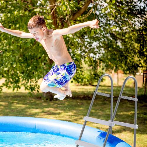 Alt View 8. Winado - 4-Step Swimming Pool Ladder Steel Frame 300lbs Capacity for Indoor Outdoor Above Ground Pools, Double-Sided Pool Stairs - Gray Frame & White Pedals.