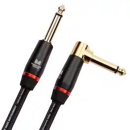 Monster - Prolink Bass Instrument Cable 21 ft Right Angle to Straight with 95% Copper Shield and Gold-Plated Connectors - Black