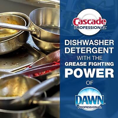 Cascade Professional Dishwasher Detergent with the Grease Fighting Power of Dawn Professional.