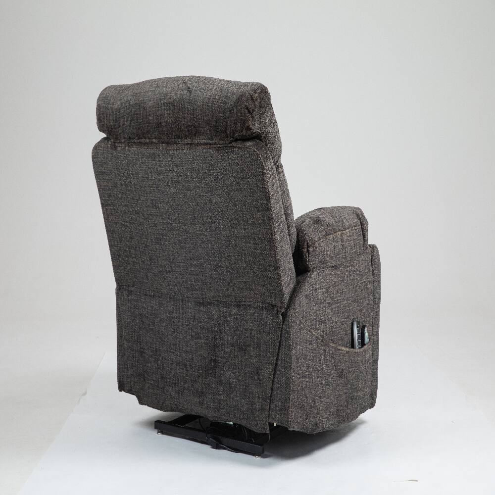 Left. Ropilly - Ropilly Oversized Electric Lift Chair, Lay Flat Recliner with Heat and Massage, 400 lbs Capacity, Dark Brown - Dark Brown.
