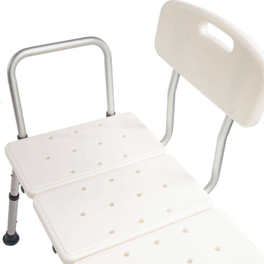 Alt View 4. Winado - Shower Chair Bath Tub Shower Transfer Bench Stool with Backrest Seat, Adjustable Heights, Non-Slip Handle, Drain Holes - White.