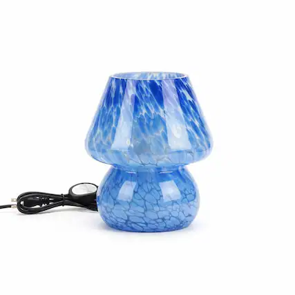 Front. FINEAK - Mushroom Table Lamp - Cute Mini Modern Bedside/Desk Lamp (Ocean Blue) - Blue.
