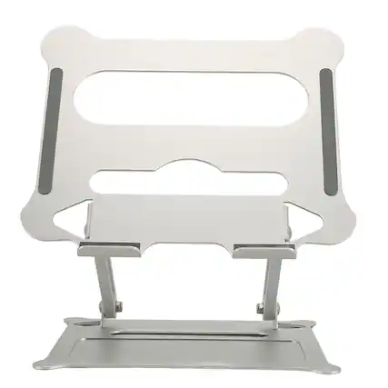 Front. HongFei - Laptop Stand, Aluminum Alloy Computer Stand, Folding Retractable Liftable Design, Hollow Structure for Cooling - Silver.