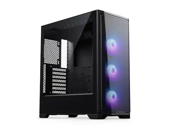 Front. Phanteks - Phanteks Eclipse G370A, mid-tower Gaming Chassis, high airflow mesh, 3x M25 D-RGB Fans, Black. - Black.
