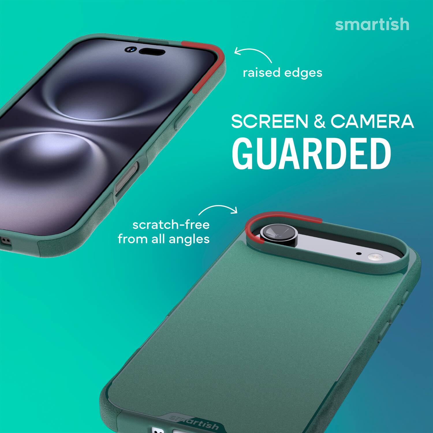 smartish raised edges SCREEN & CAMERA GUARDED scratch-free from all angles