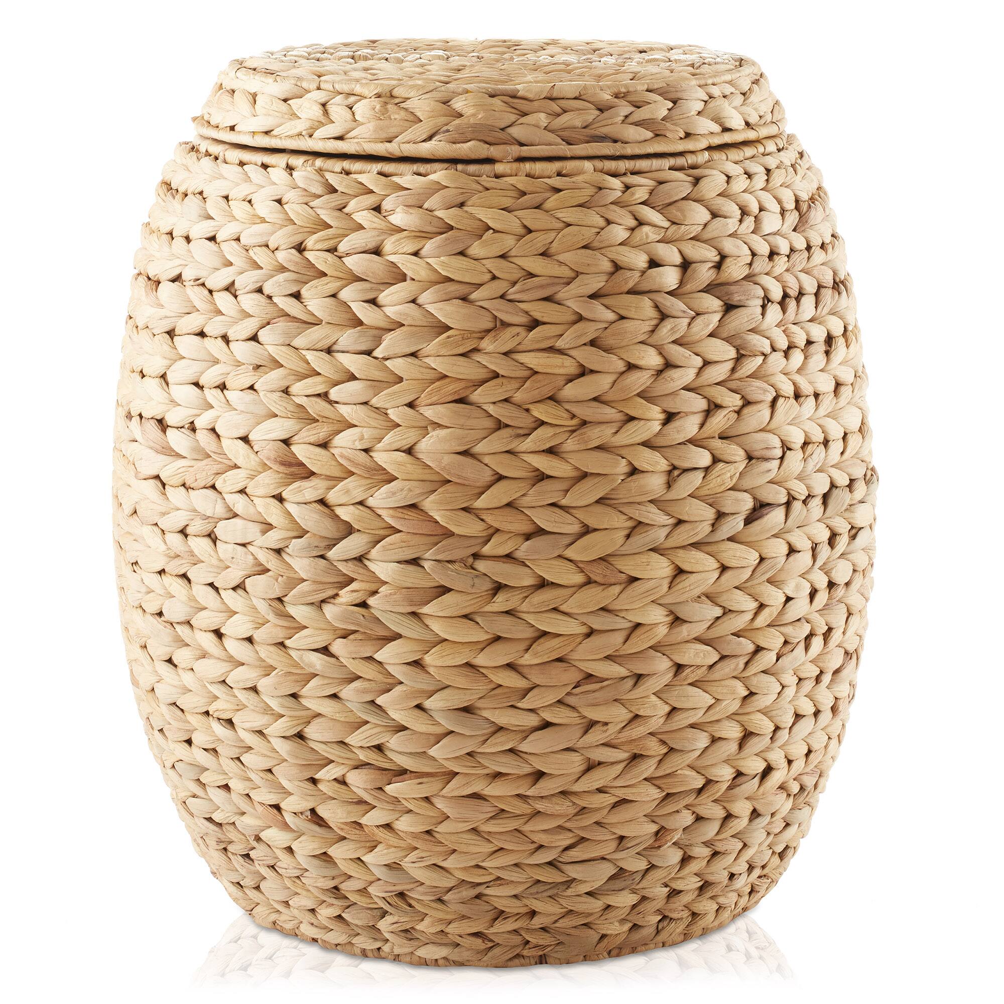 Alt View 2. Casafield - Round Water Hyacinth Storage Basket/Hamper with Lid - Natural.