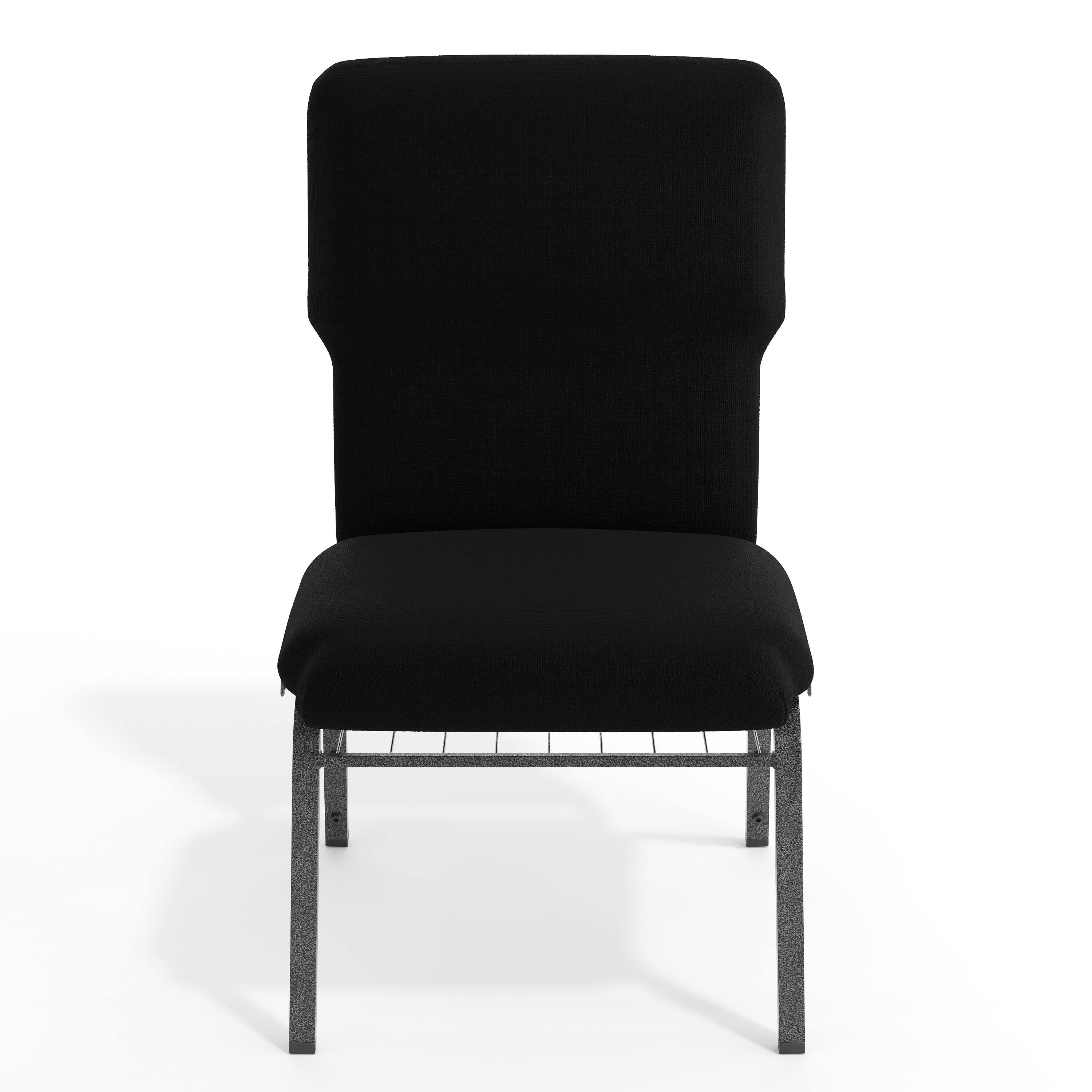 Alt View 9. Emma + Oliver - Discount Church Chair - 21 in. Wide - Black Fabric/Silver Vein Frame.