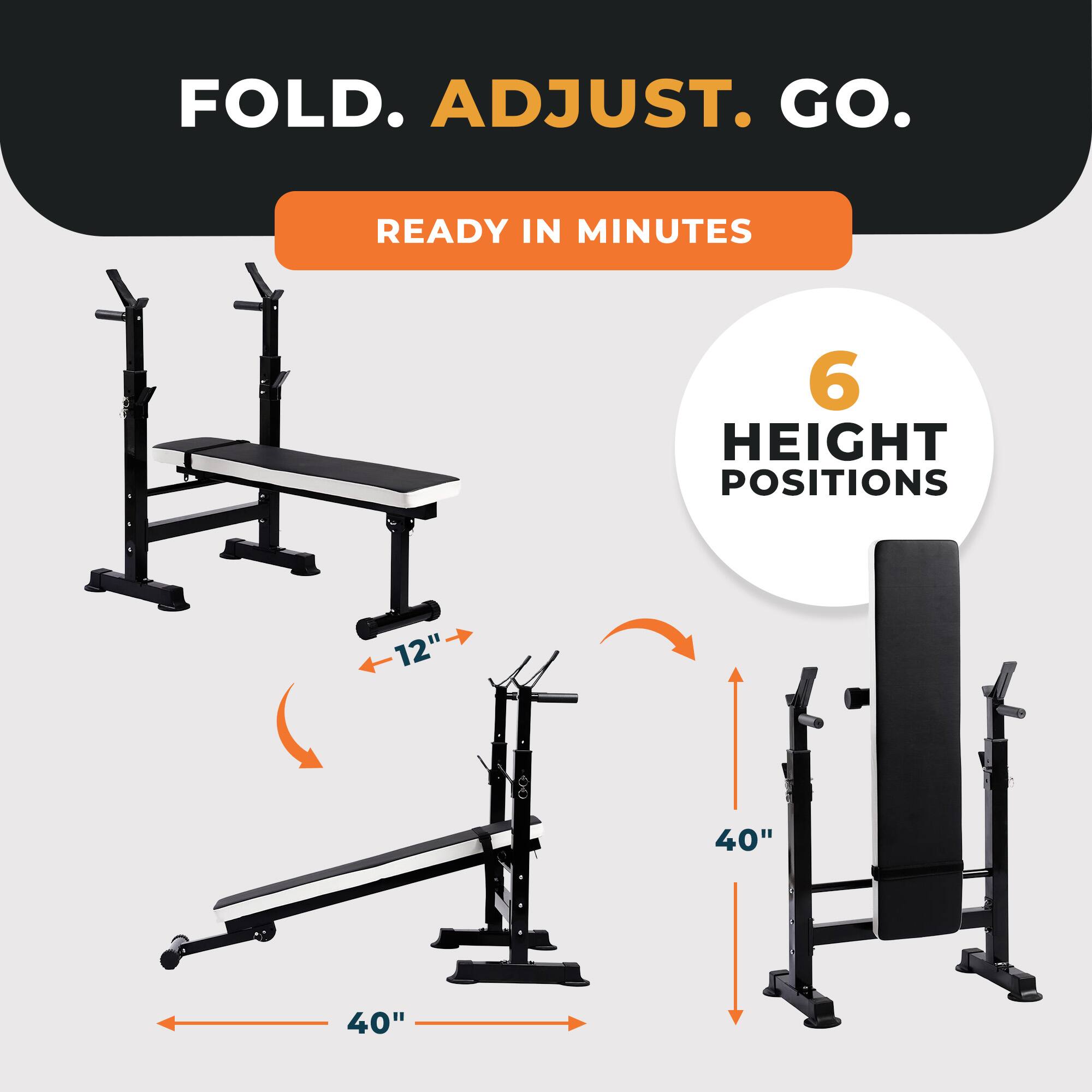 FOLD. ADJUST. GO.
READY IN MINUTES
6 HEIGHT POSITIONS
12"
40"
40"