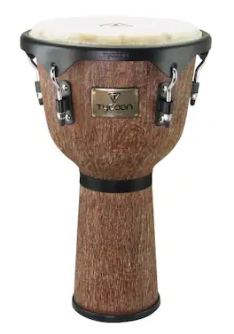 Tycoon Percussion - 12" Djembe, 22" Aged Siam Oak Shell, Goat Skin Head, Powder-Coated Deluxe Hoops, 5/16" Tuning Lugs with Wrench