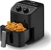 Front. OSTBA - 2.5QT Air Fryer with 6 Presets, 3D Rapid Air Circulation, Dual Knob Control, Dishwasher Safe Basket, Oil-Free Cooking - Black.