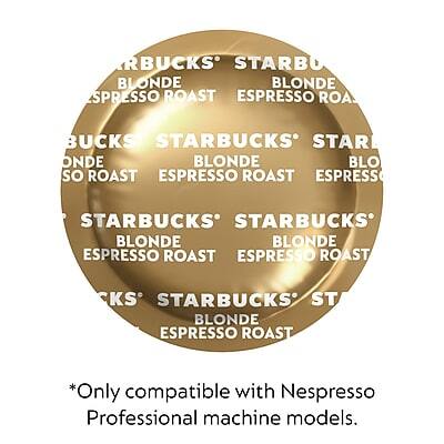 Sure, here is the corrected and grouped text:

**Starbucks Blonde Espresso Roast**

*Only compatible with Nespresso Professional machine models.*