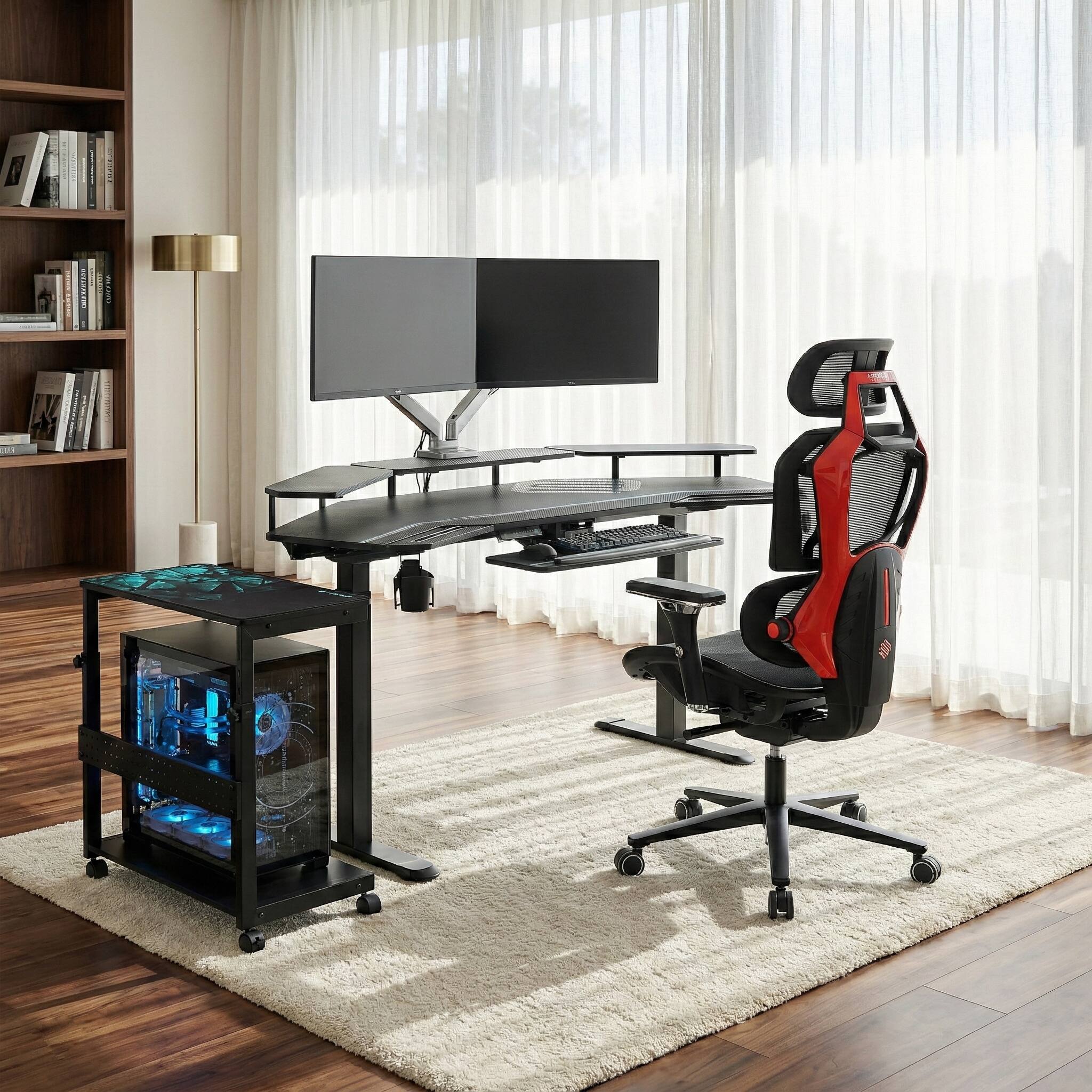 Back. Eureka Ergonomic - Executive Office Chair,  Premium PU Leather, Ergonomic Armrests, Height Adjustable Swivel Base - Red.