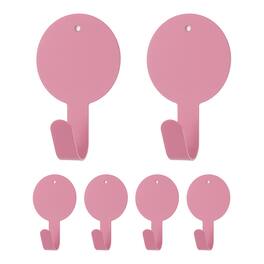 Unique Bargains - 6pcs Round Decorative Metal Self-Adhesive Wall Hooks Heavy Duty for Bathroom Kitchen Home Office Hanging Keys Coats - Rose Gold