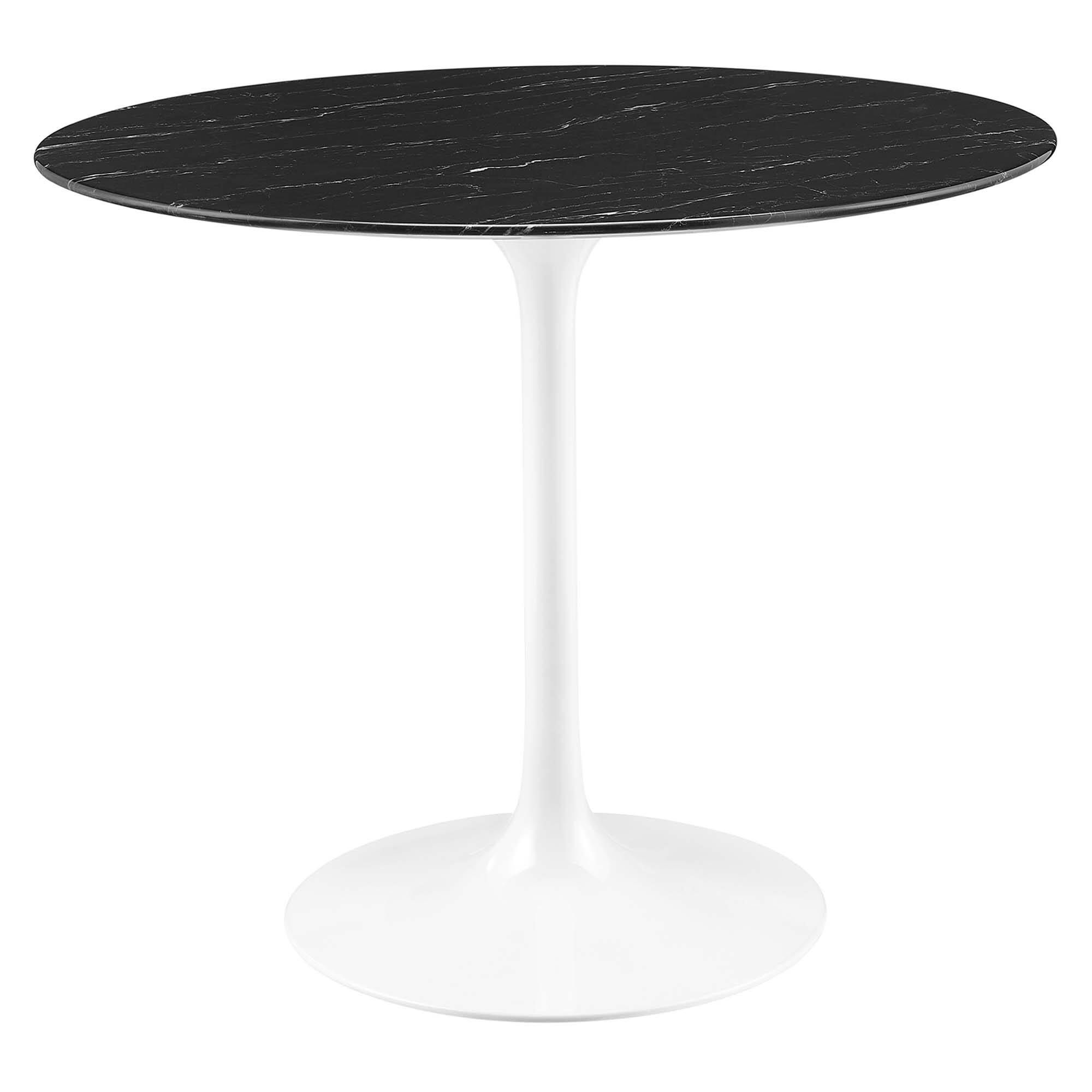 Angle. Modway - Lippa Round 36" Dining Table - White Black.