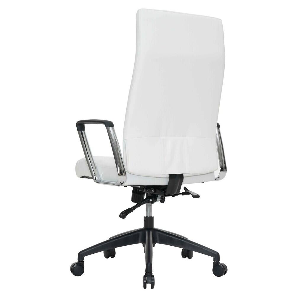 Alt View 6. LeisureMod - Hilton High-Back Adjustable Office Desk Chair Upholstered in Leather with Steel Frame, Swivel, and Ergonomic Support - White.