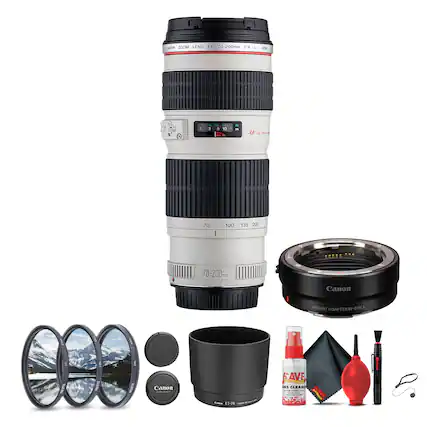 CANON TOUM LENS EF 70-200mm f/4 & USM
DEMI - 3 - 1 10 Fe Pg - + - LP LILTRABO 70 I 100 135 200
70-200mm Canon MOUNT ADAPTER EF-EOS R
Canon 17-28 AVE STRONIC INS CLEANE
KAVE S.