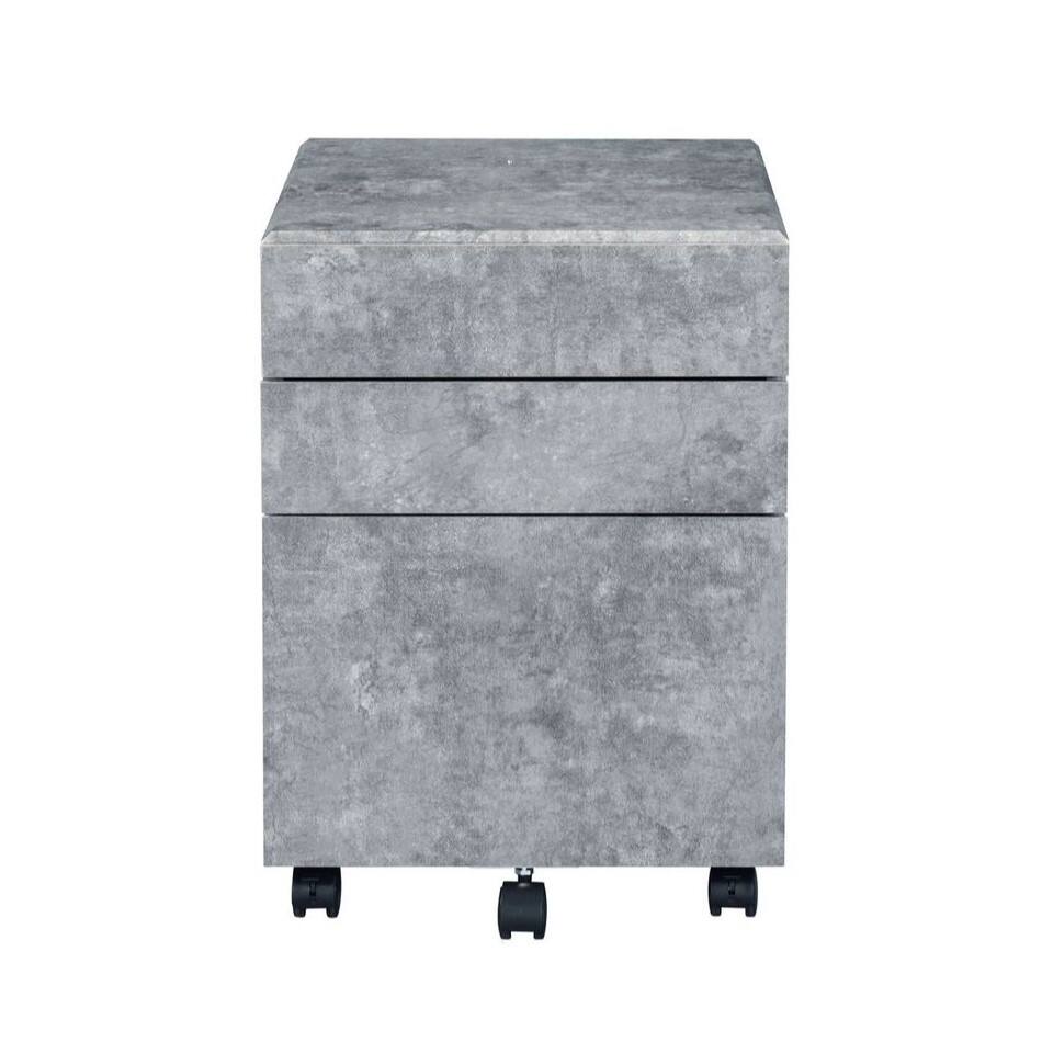 Left. TinyHomie - 3 Drawers Storage File Cabinet with Caster Wheels Wooden Frame 1pc Home Office Furniture.