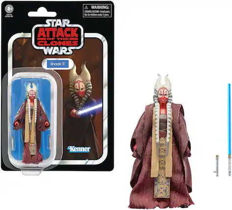 4+ MAB IM A/ WARNING: CHOKING HAZARD-Small parts. Not for children under 3 years. STAR ATTACK OF THE CLONES WARS Shaak Ti Kenner