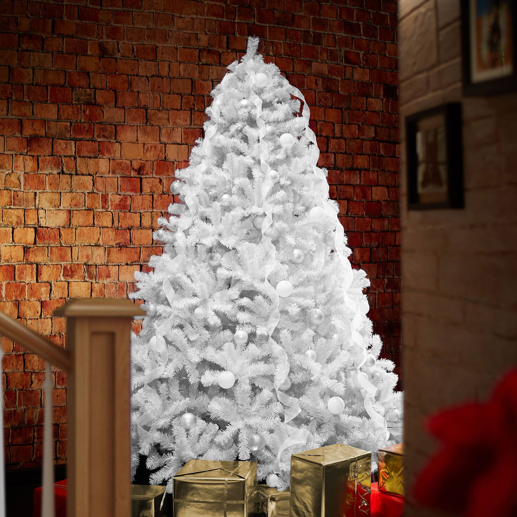 Alt View 6. Casafield - Spruce Artificial Holiday Christmas Tree with Metal Stand - White.