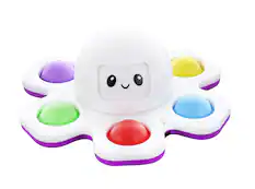 Front. Toynk - Pop Fidget Toy Spinner Face-Changing White Octopus 6-Button Bubble Popping Game - Purple.