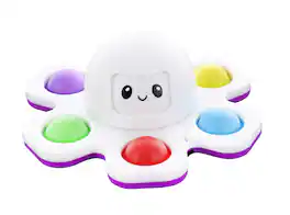 Toynk - Pop Fidget Toy Spinner Face-Changing White Octopus 6-Button Bubble Popping Game - Purple