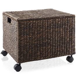 Casafield - Rolling Filing Cabinet - Water Hyacinth File Organizer - Espresso