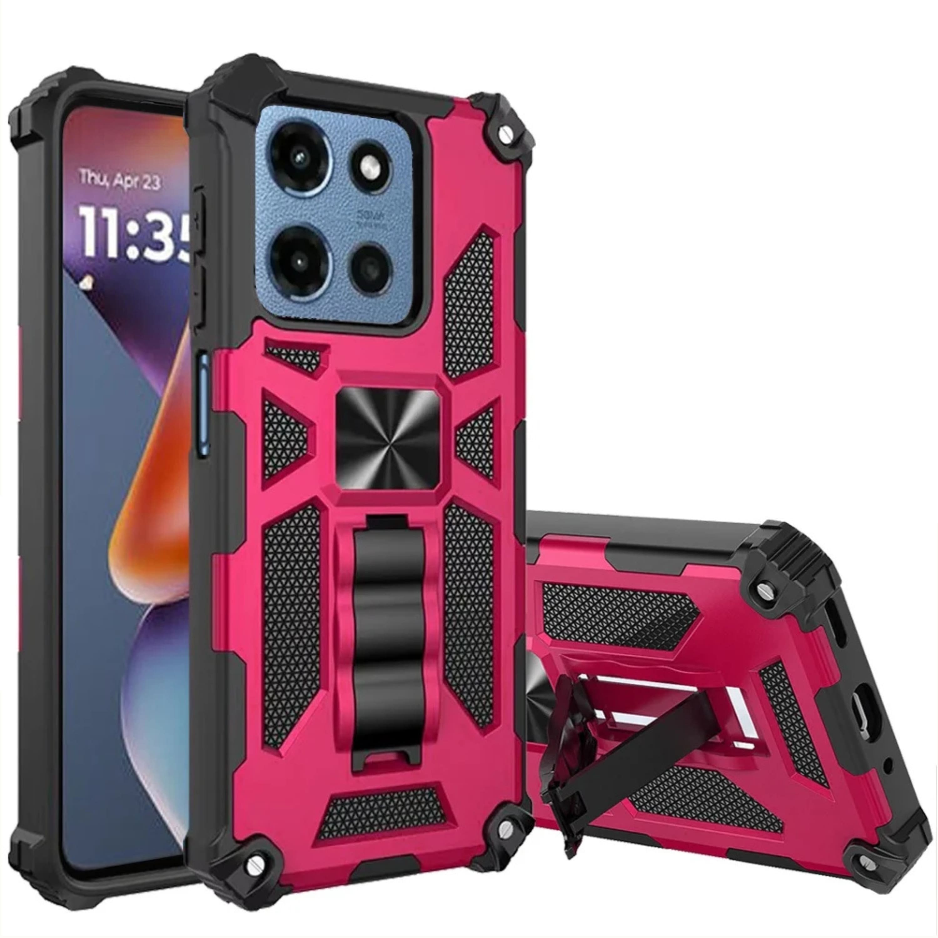 Kitcheniva - Heavy Duty Shockproof Case With Kickstand And Tempered Glass For Moto G 2026 - Hot Pink price history on PriceWatchPro