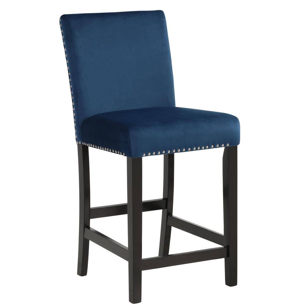Angle. New Classic Furniture - Furniture Celeste 39.5" Wood Counter Chair in Blue (Set of 2) - Blue.