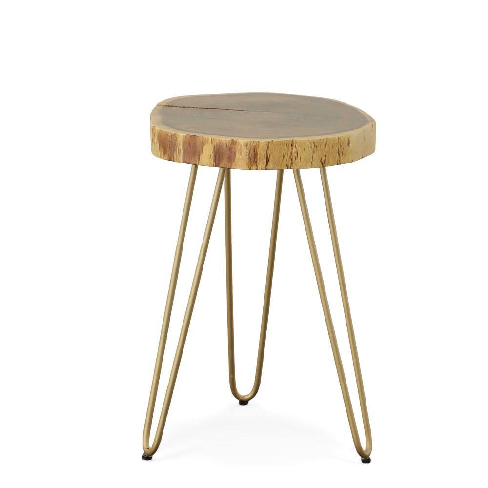 Carolina Chair & Table Seti Live Edge Accent Table Natural Top Gold ...