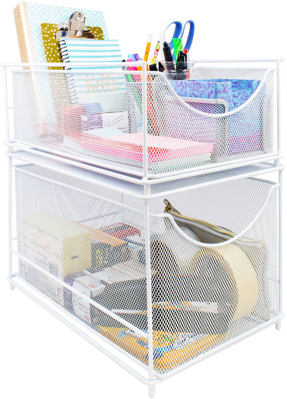 Alt View 2. Sorbus - Sorbus 2-Tier Sliding Mesh Basket Drawers - White - White.
