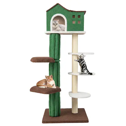 Front. Gymax - Gymax 7-Tier Modern Cat Tree Tower 61'' Cat Climbing Stand with Sisal Scratching Posts.