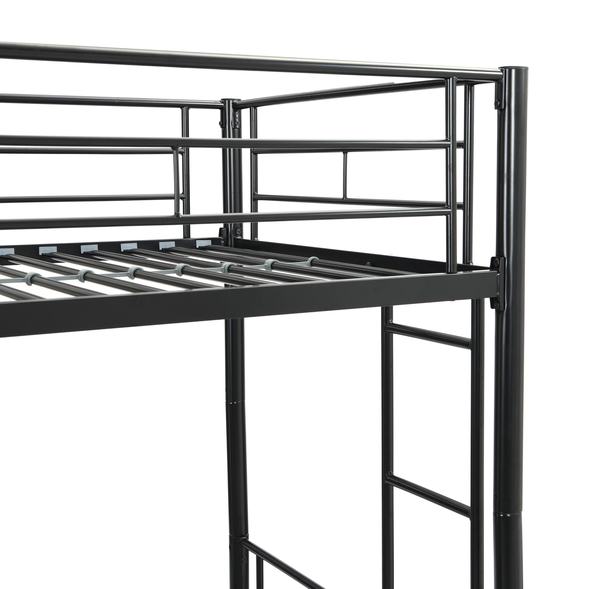 Alt View 1. GOODSILO - Sturdy Metal Bunk Bed with Safe Stairs and Space-Saving Design for Modern Bedrooms - Black.