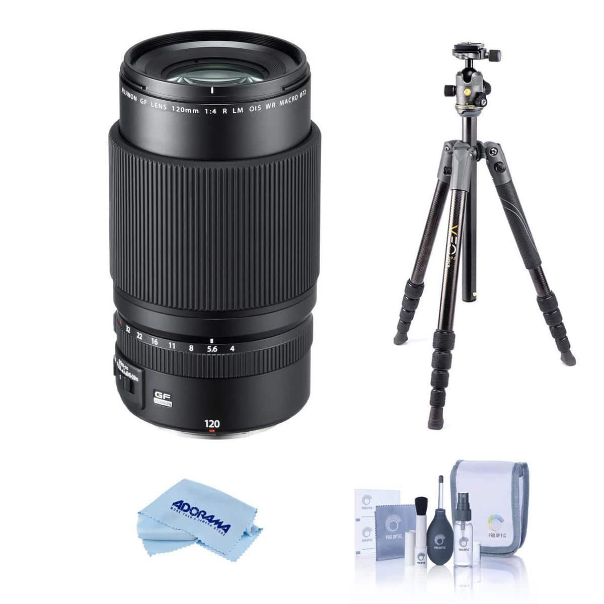 Bundle - Fujifilm - GF 120mm f/4 R LM OIS WR Macro Lens with VEO 3 GO 235AB Al Tripod