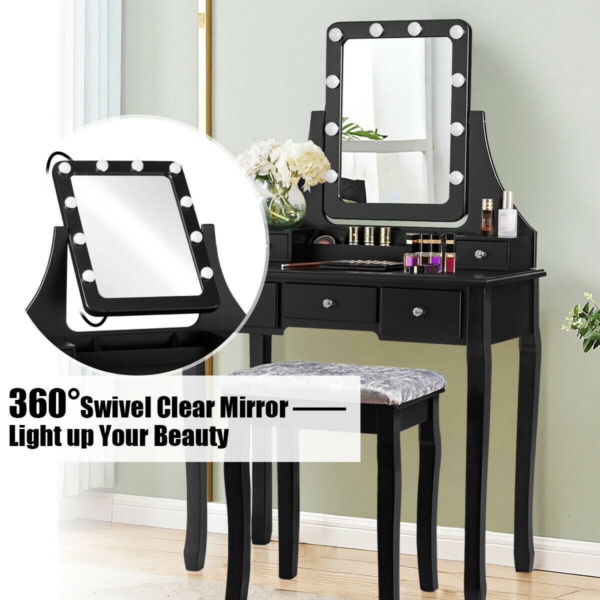 360° Swivel Clear Mirror - Light up Your Beauty