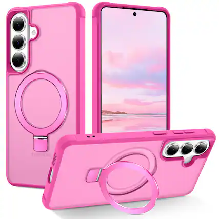 Front. Dteck - for Samsung Galaxy S26 Slim Translucent Matte Case with Magnetic Invisible Stand ,Compatible with Mag Safe - Rose.