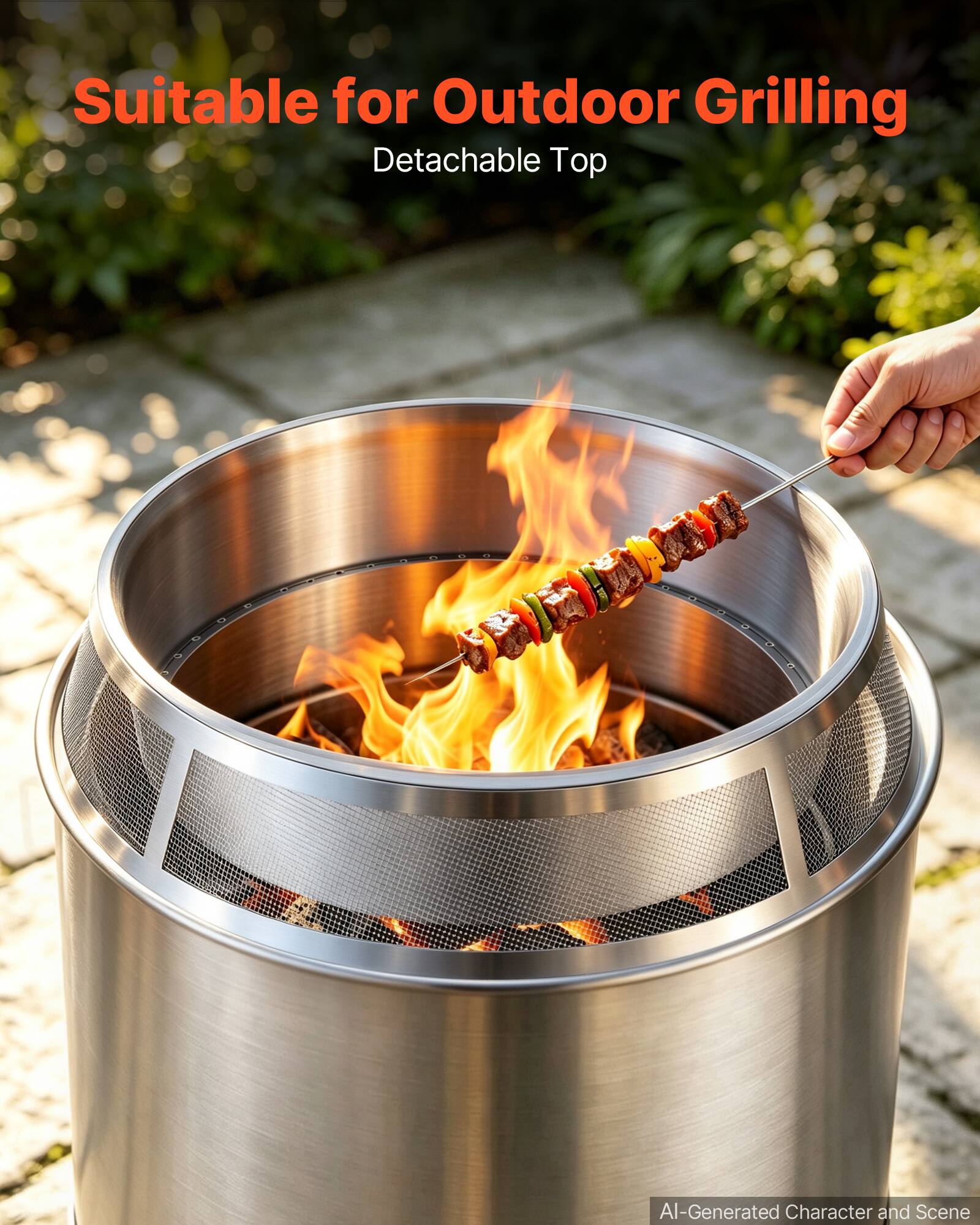 VEVOR Fire Pit Spark Screen, 19 inch Mesh Cover Lid, SUS304 Stainless ...