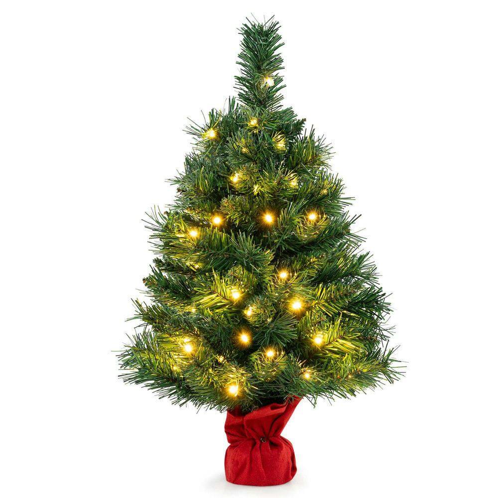 Front. Resenkos - Resenkos 24-Inch Pre-Lit Tabletop Mini Christmas Tree for Desktops - Green - Green.