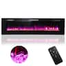 Costway - 68" Ultra-Thin Electric Fireplace Recessed Wall Mounted W/Crystal Log Decoration - Black