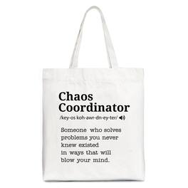 OrnamentallyYou - Chaos Coordinator Definition Personalized Canvas Tote Bag, Funny Gift Shopper for Busy Moms - White