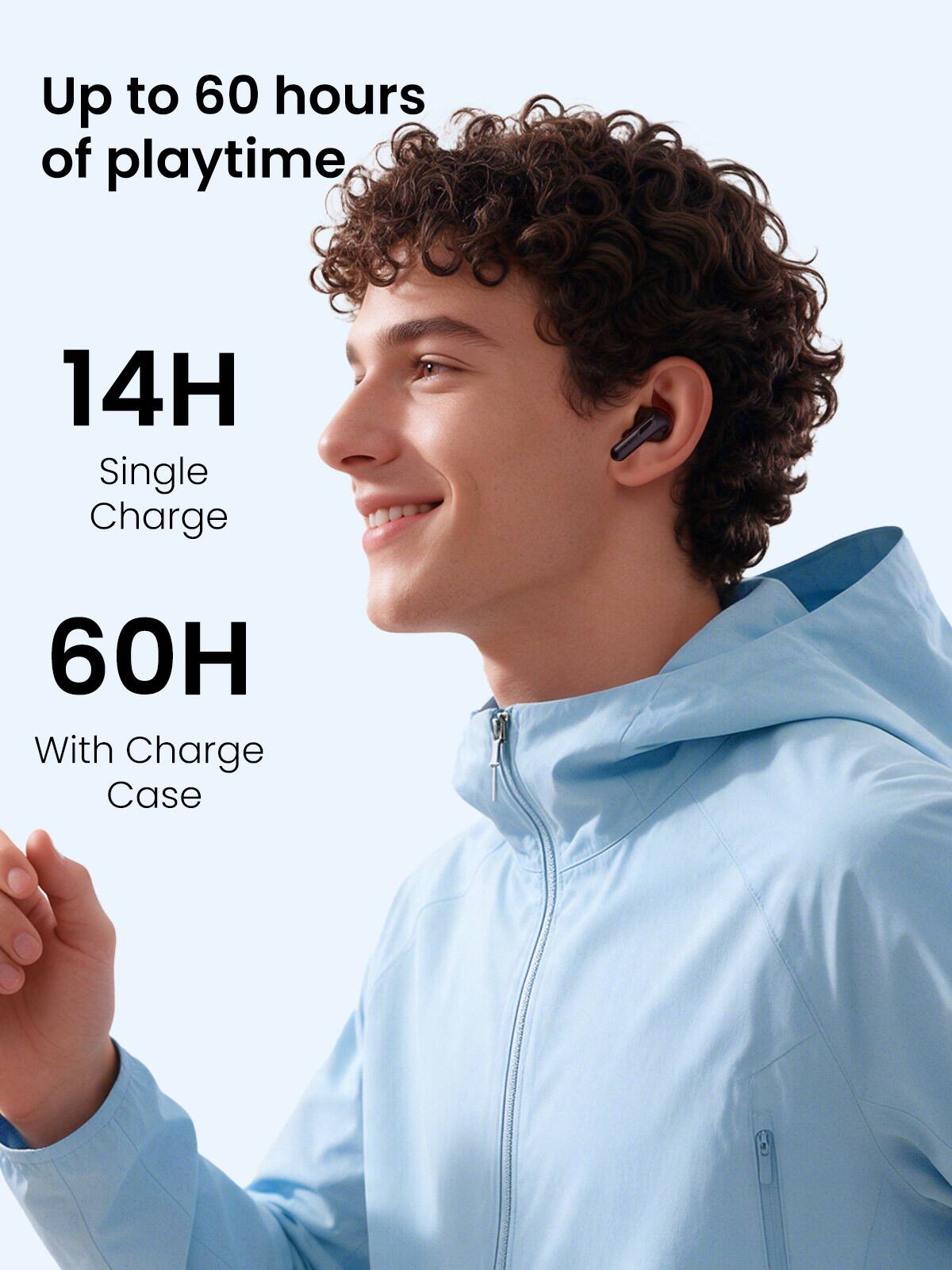 Up to 60 hours of playtime  
14H Single Charge  
60H With Charge Case
