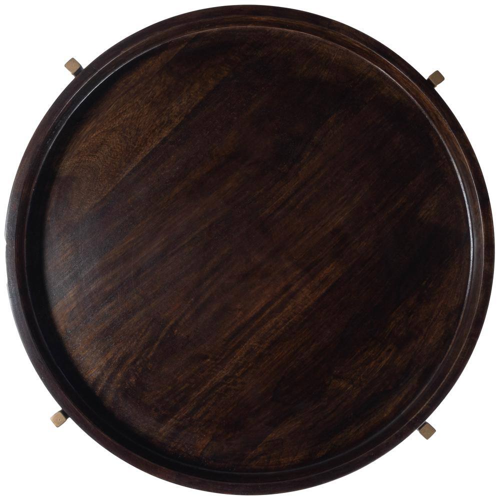 Back. Butler Specialty - Damirra 23 in. W Round Wood & Metal 2 Tier Side Table - Dark Brown.