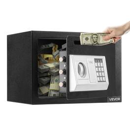 VEVOR - 0.6 Cubic Feet Drop Safe, Drop Slot Safe Box with Password and Turn Knob, Heavy Duty Compact Cash Depository Box - Black