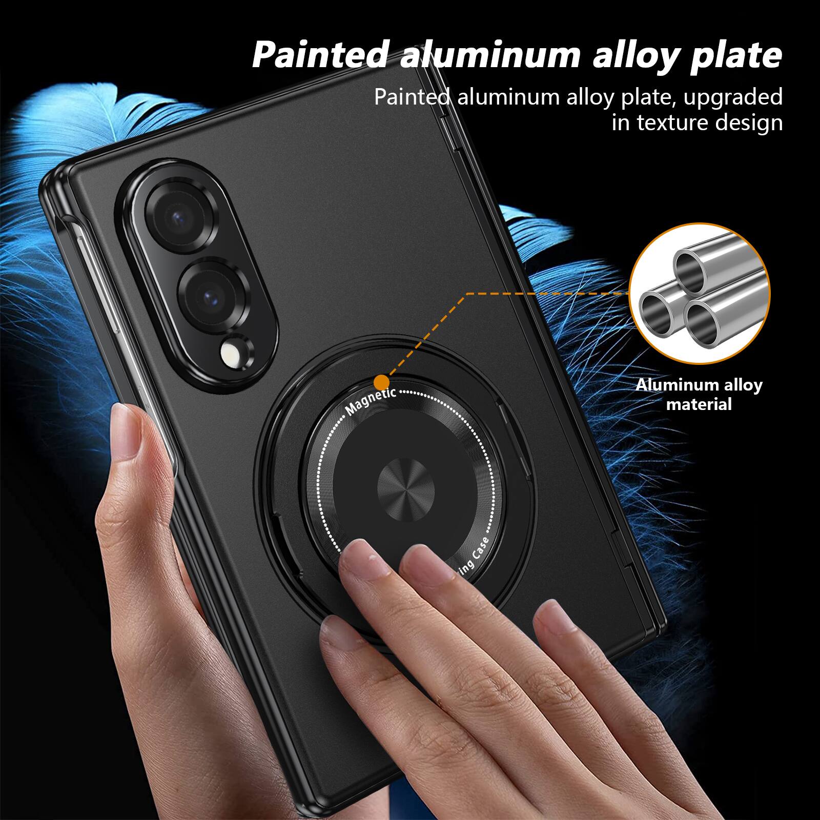 Painted aluminum alloy plate, upgraded in texture design  
Magnetic Aluminum alloy material  
Case