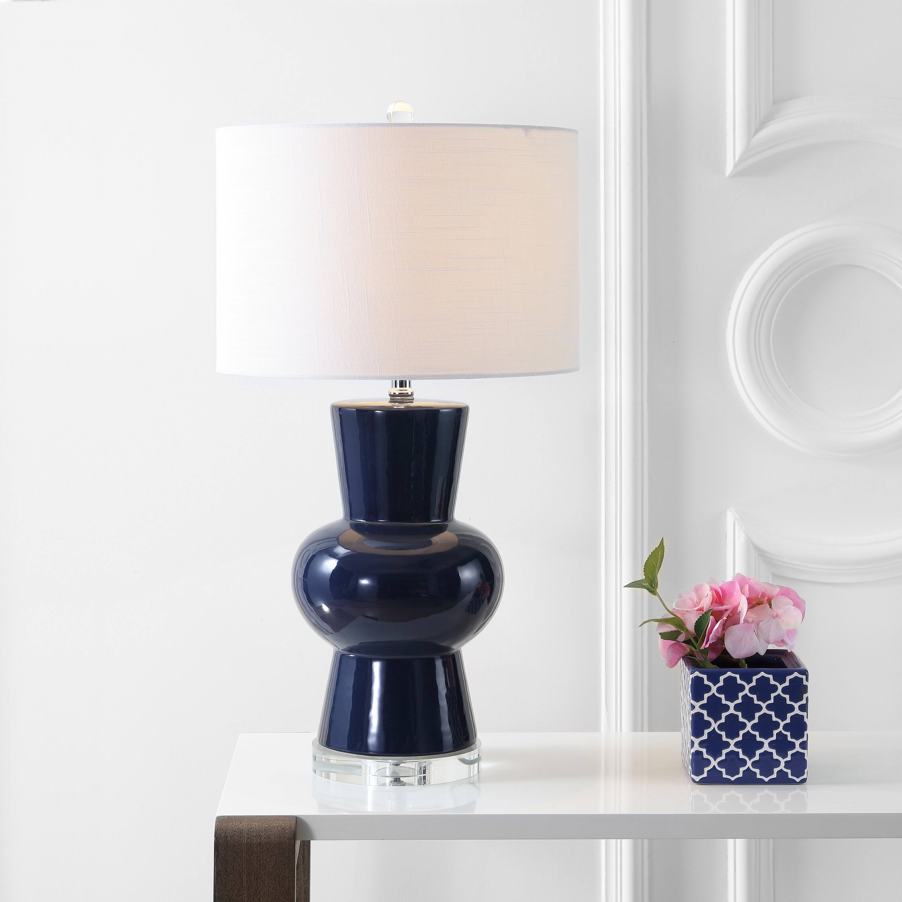 Alt View 1. Jonathan Y - Julia 28.5" Ceramic LED Table Lamp, Navy - Navy.