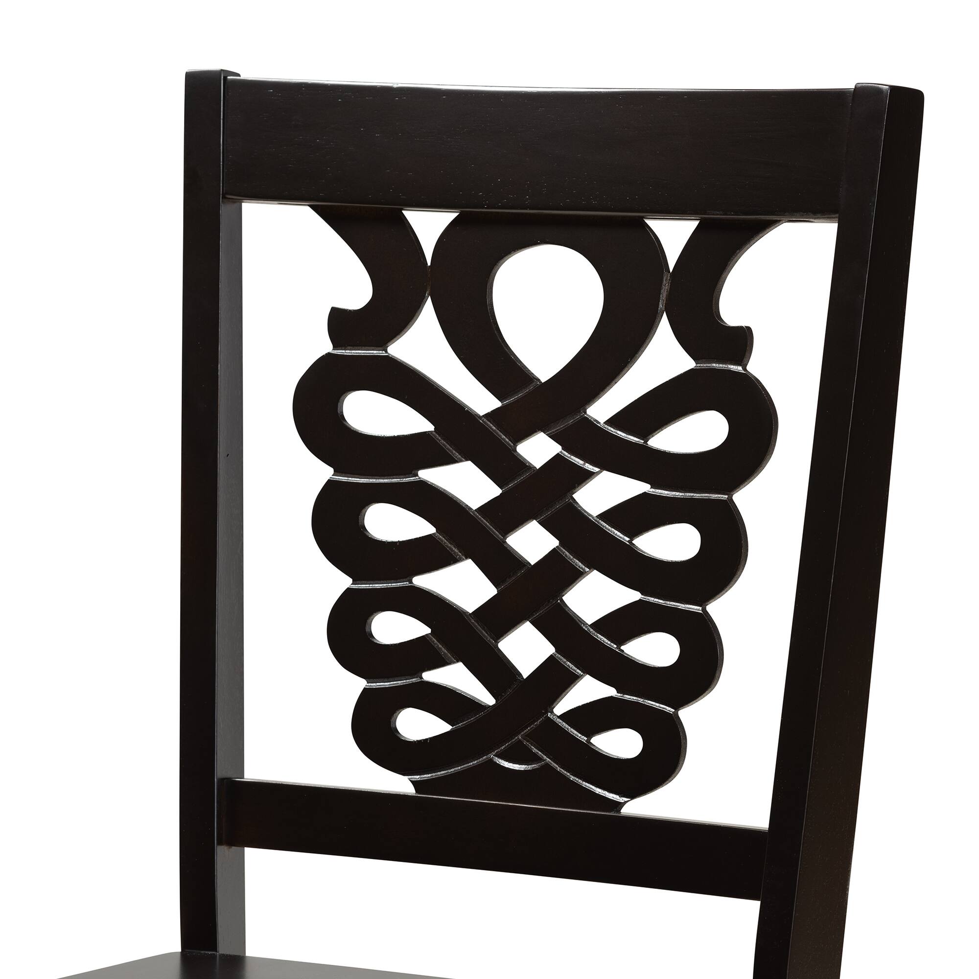 Back. Baxton Studio - Gervais Modern and Contemporary Transitional Finished Wood 2-Piece Dining Chair Set - Dark Brown.