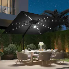 Crestlive Products - 11ft Aluminum Slide-tilt Cantilever Patio Umbrella Lights Base - Black